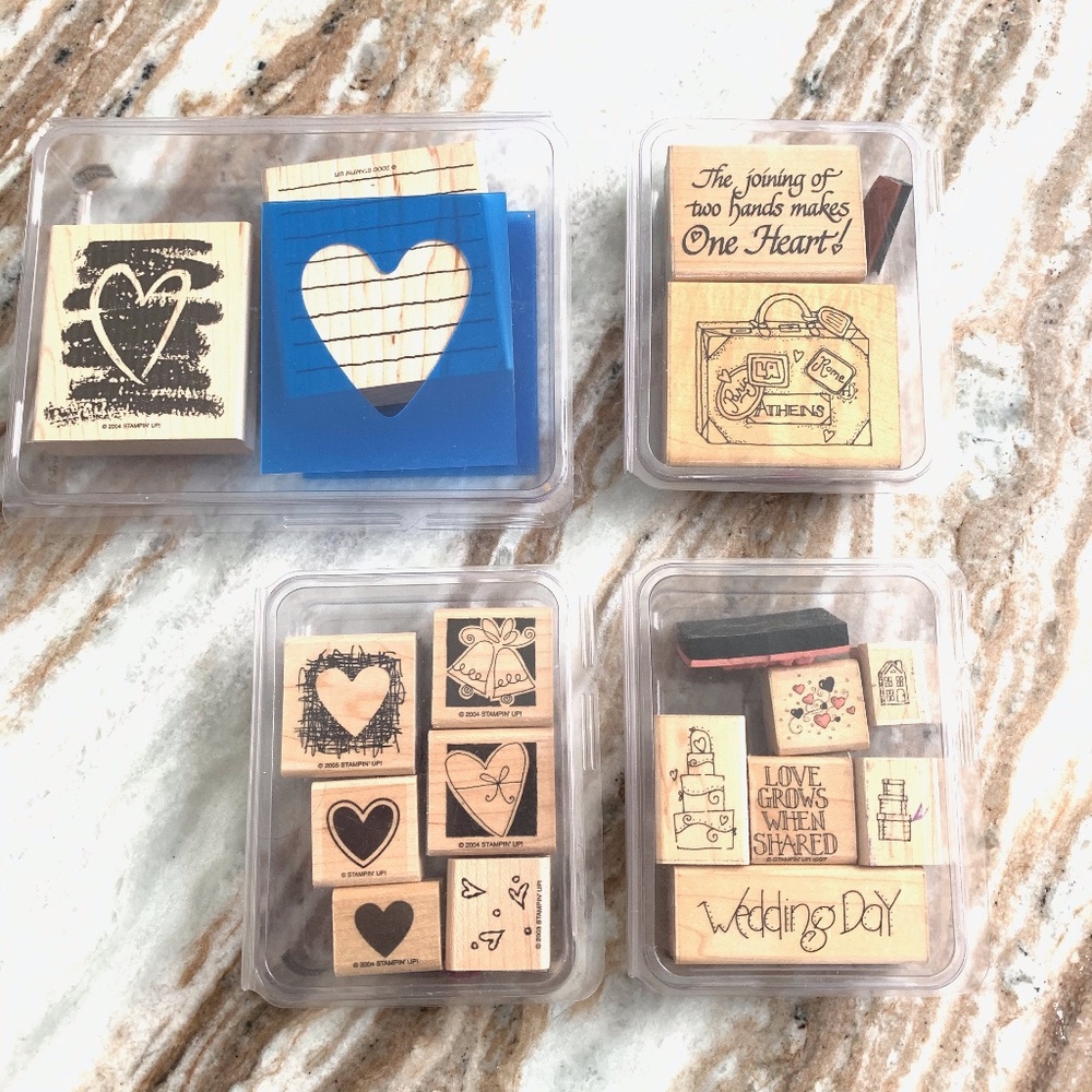 Set of 18 Wedding Love Heart Stampin' Up Stamps